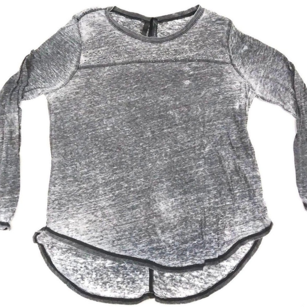 7seven womens shirt XL gray hi low long sleeve
